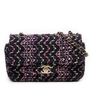 Pre-Loved Chanel Mini Rectangular Classic Multicolor Cotton Stitched Single Flap